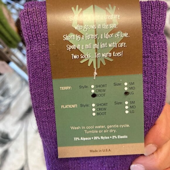 Alpaca Socks with Image Purple Boot Socks - Picture 2 of 2